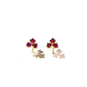 PENDIENTES BEBE ORO TREBOL RUBI