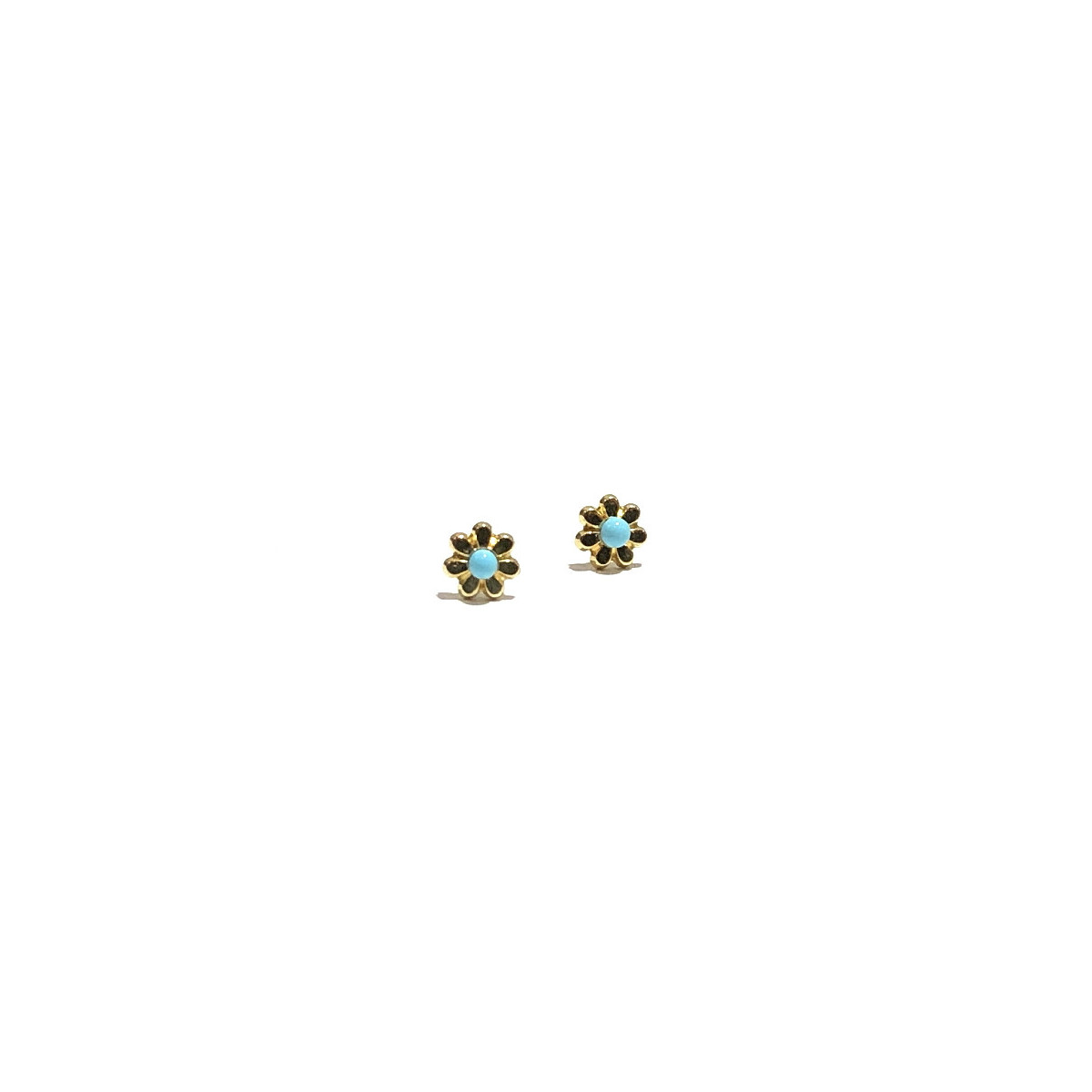 PENDIENTES BEBE ORO FLOR TURQUESA