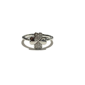 ANILLO PLATA TREBOL CIRCONITAS