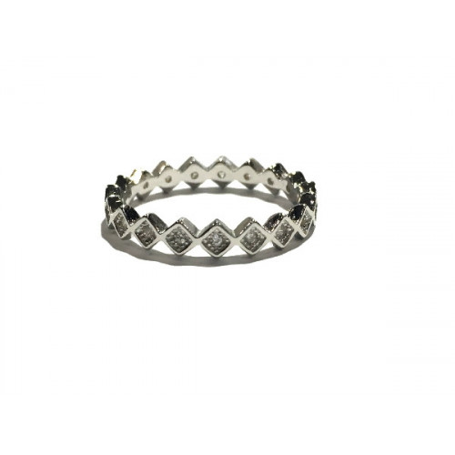 ANILLO ROMBO PLATA Y CIRCONITAS