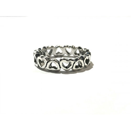 ANILLO DE PLATA CORAZONES CALADOS
