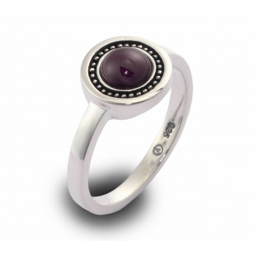 ANILLO PLATA W/IMI PURPLE CAT EYE+OXI