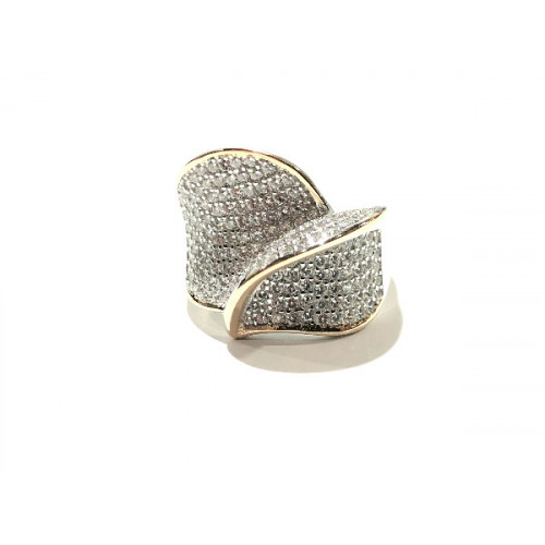 ANILLO PLATA Y CIRCONITAS BICOLOR