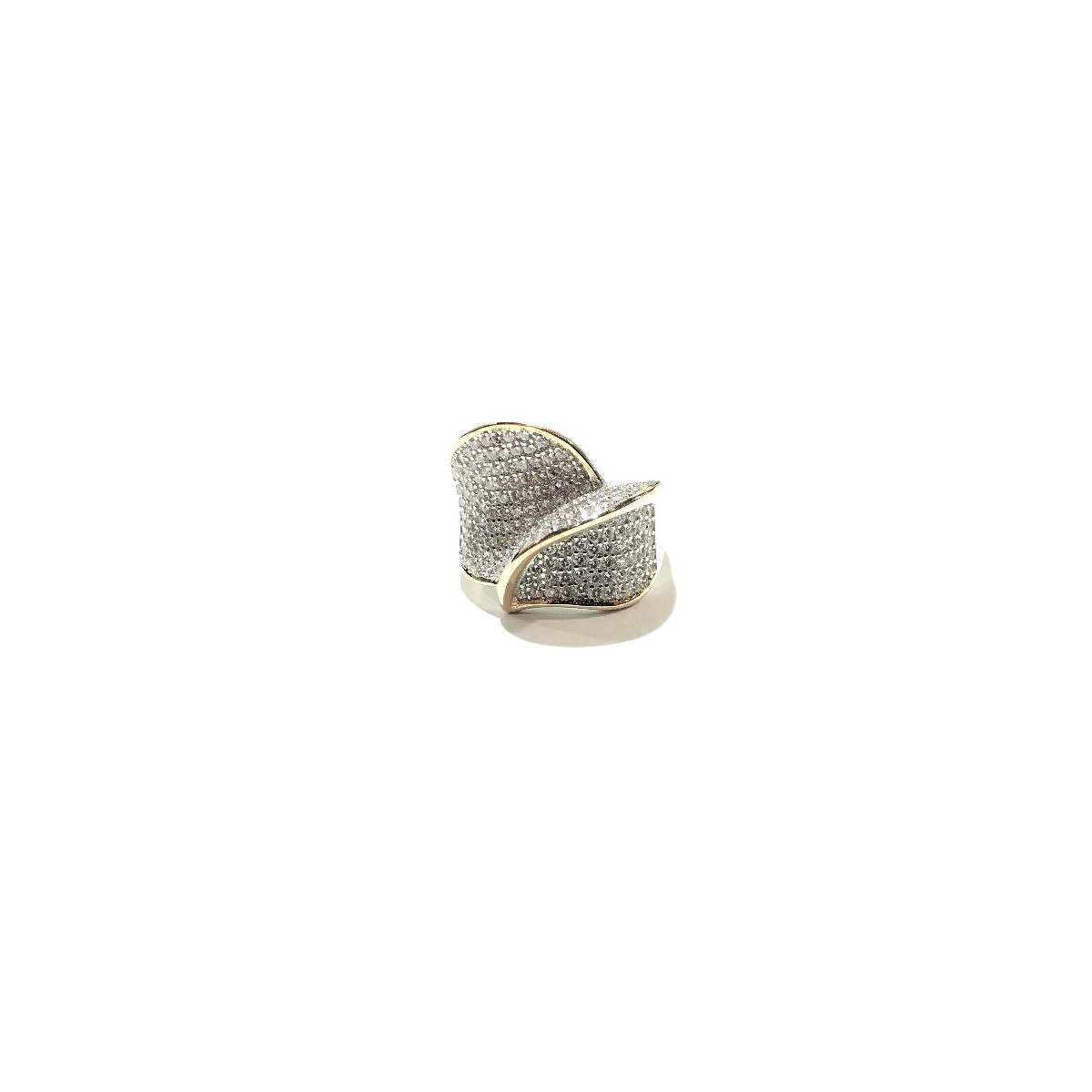 ANILLO PLATA Y CIRCONITAS BICOLOR