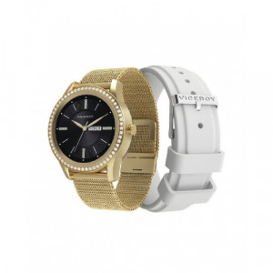 PACK RELOJ SMART ACERO IP DORADO