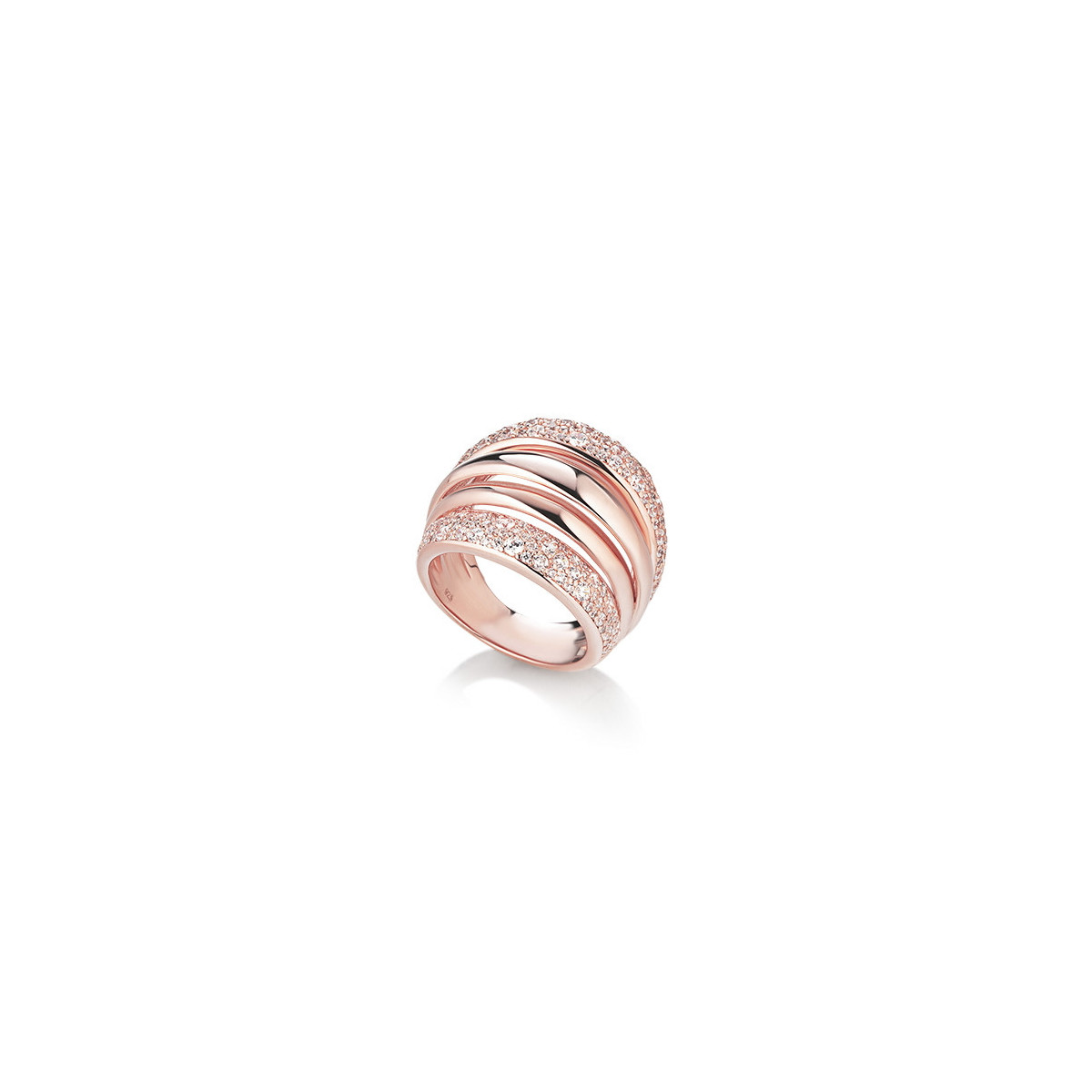 ANILLO PLATA BAÑO ROSA Y CIRCONITAS