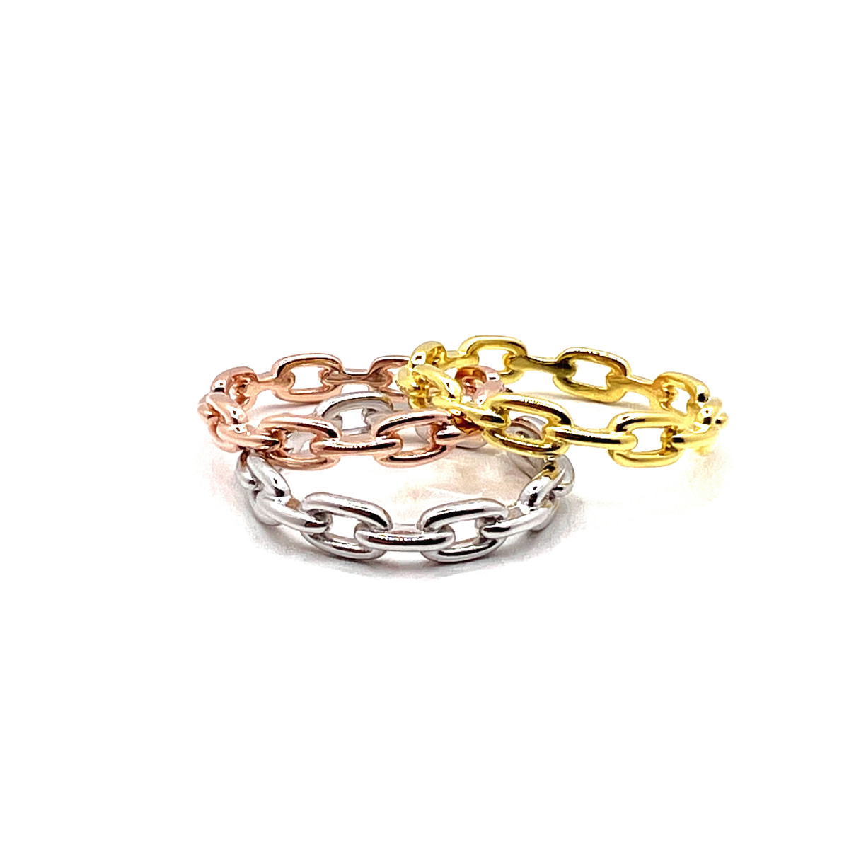 ANILLO PLATA ESLABONES - (DISPONIBLE TRES COLORES)