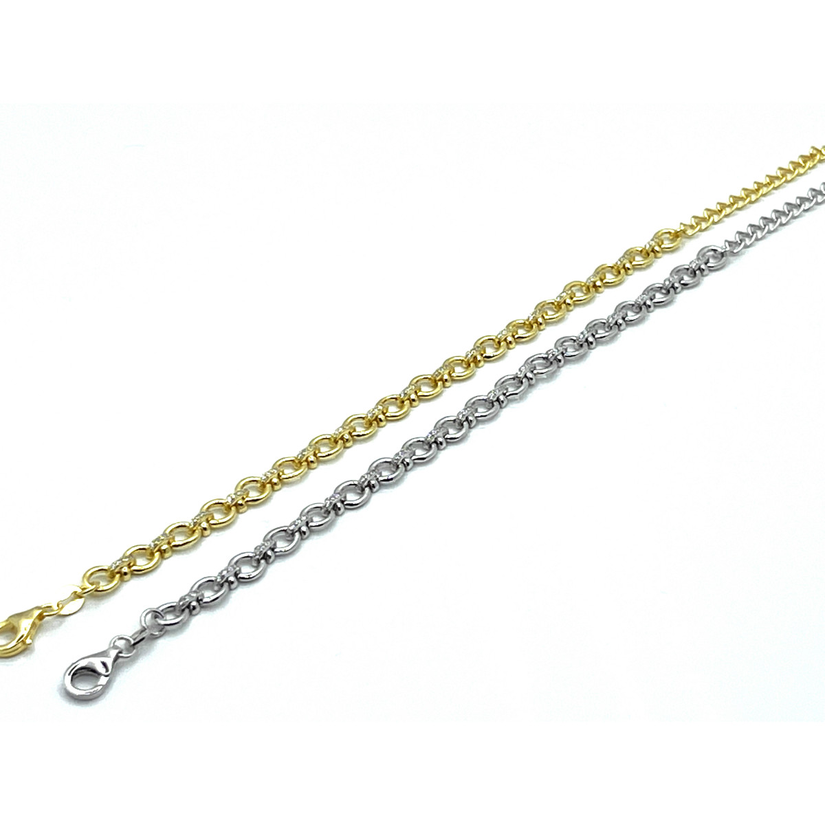 PULSERA PLATA ESLABONES Y CIRCONITAS - (DISPONIBLE PLATA Y PLATA BAÑADA EN ORO)