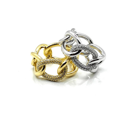 ANILLO PLATA ESLABONES GRANDES Y CIRC. - (DISPONIBLE PLATA Y PLATA BAÑADA EN ORO)