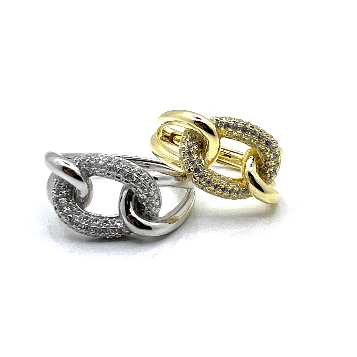 ANILLO PLATA ESLABONES Y CIRCONITAS - (DISPONIBLE PLATA Y PLATA BAÑADA EN ORO)