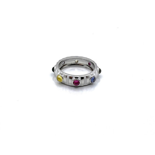ANILLO PLATA ESMALTE RAYAS BLANCAS