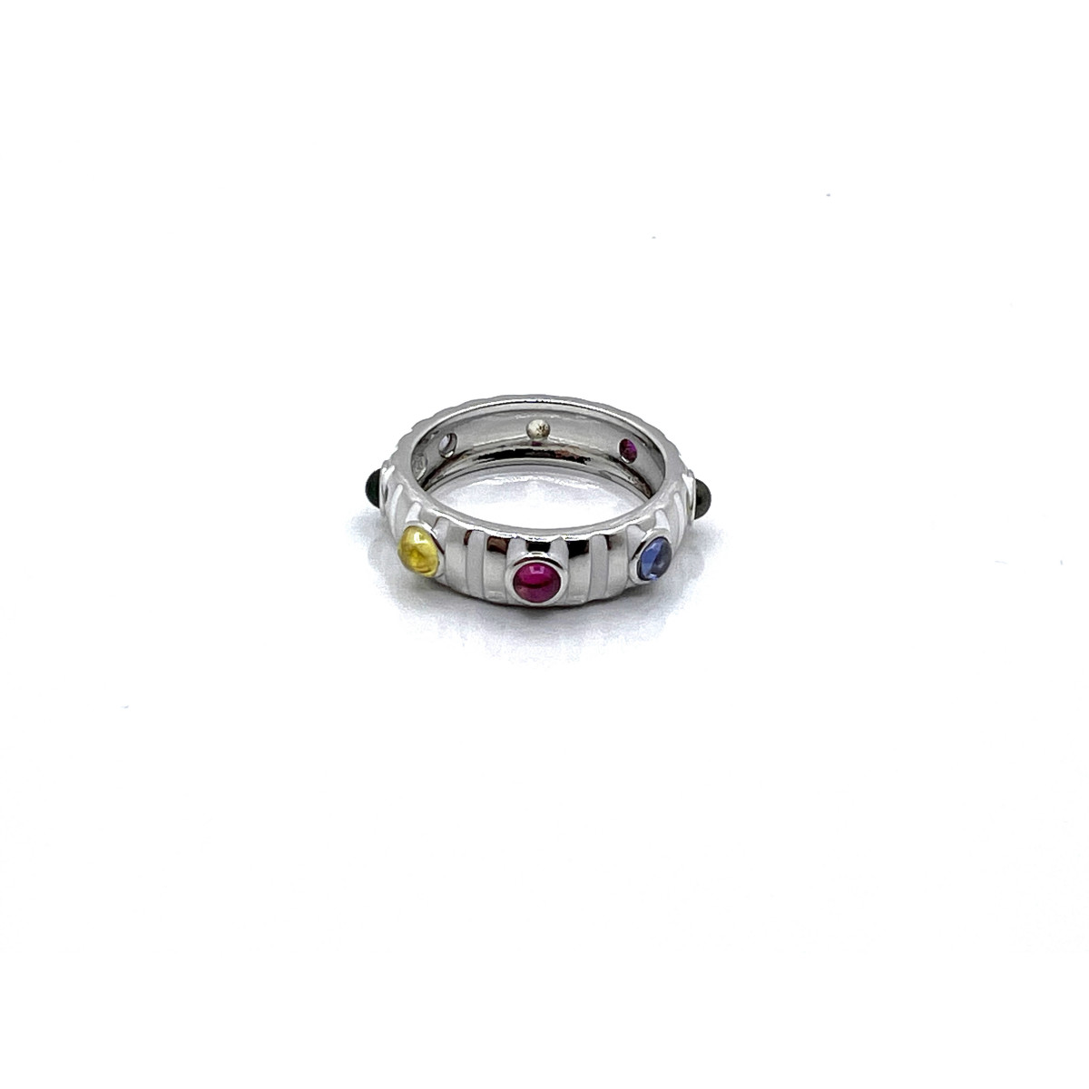 ANILLO PLATA ESMALTE RAYAS BLANCAS