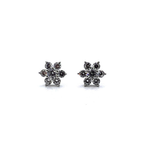 PENDIENTES PLATA FLOR CIRCONITAS - (DISPONIBLE PLATA Y PLATA BAÑADA EN ORO ROSA)