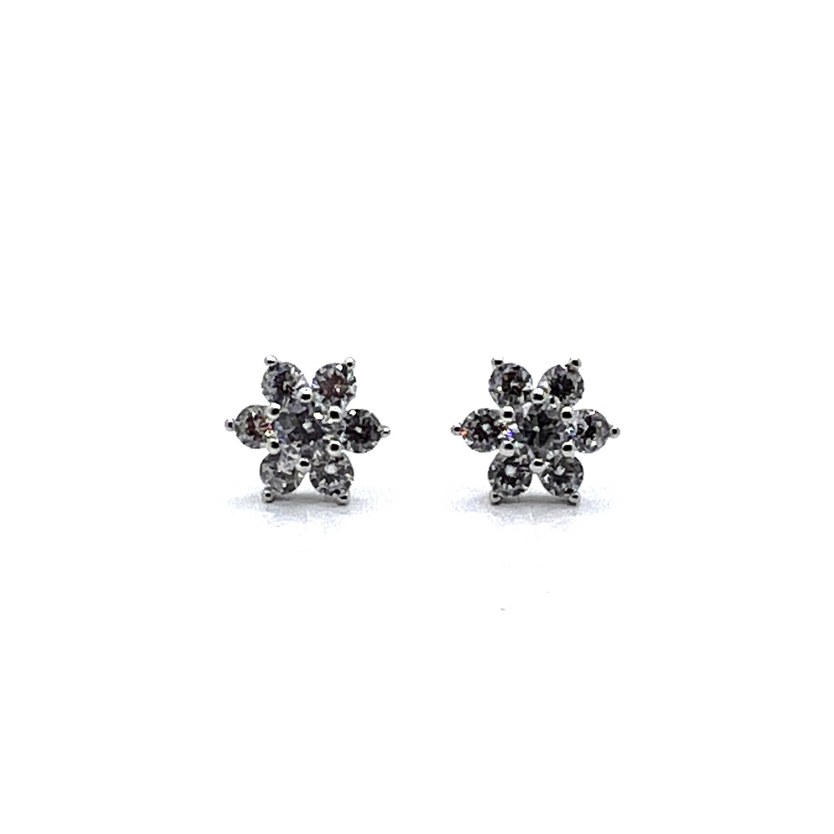 PENDIENTES PLATA FLOR CIRCONITAS - (DISPONIBLE PLATA Y PLATA BAÑADA EN ORO ROSA)