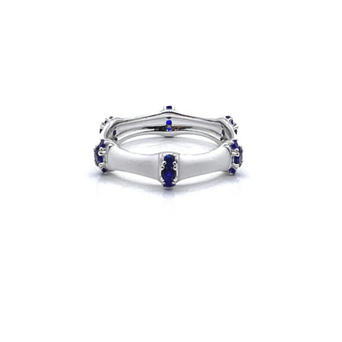 ANILLO PLATA ESMALTE BLANCO Y C. AZUL