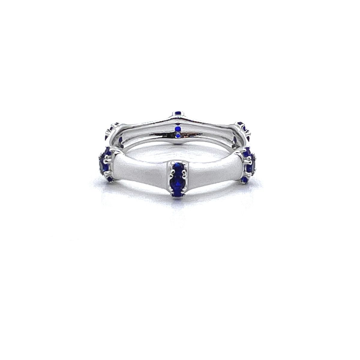 ANILLO PLATA ESMALTE BLANCO Y C. AZUL