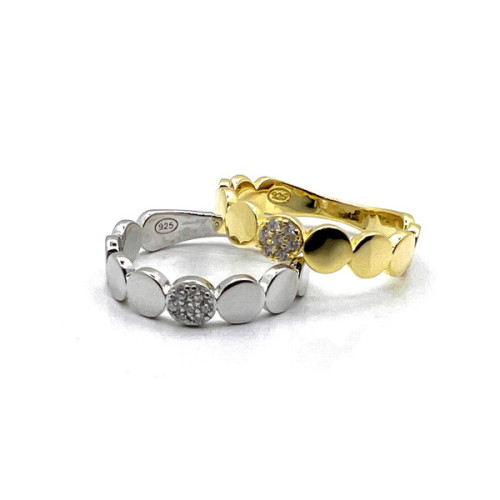 ANILLO CIRCULOS PLATA Y CIRCONITAS