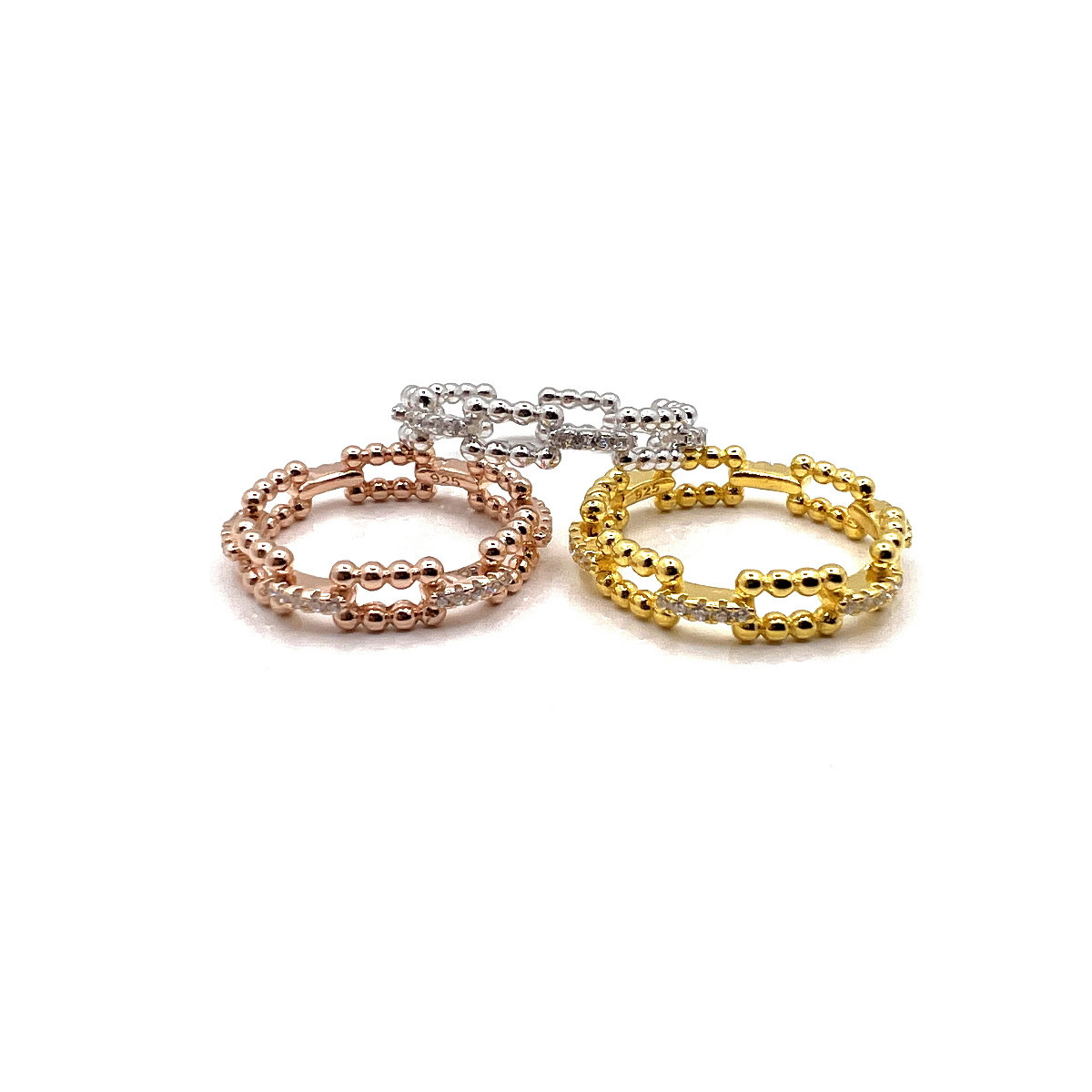 ANILLO PLATA ESLABONES Y CIRCONITAS