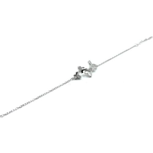 PULSERA MARIPOSAS PLATA Y CIRCONITAS