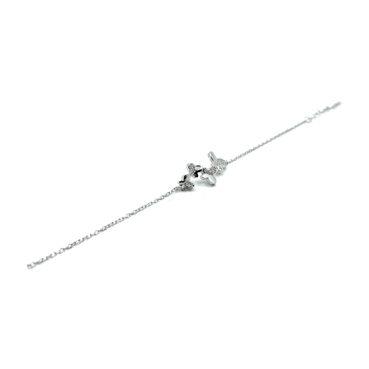 PULSERA MARIPOSAS PLATA Y CIRCONITAS