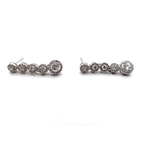 PENDIENTES LARGOS PLATA Y CIRCONITAS