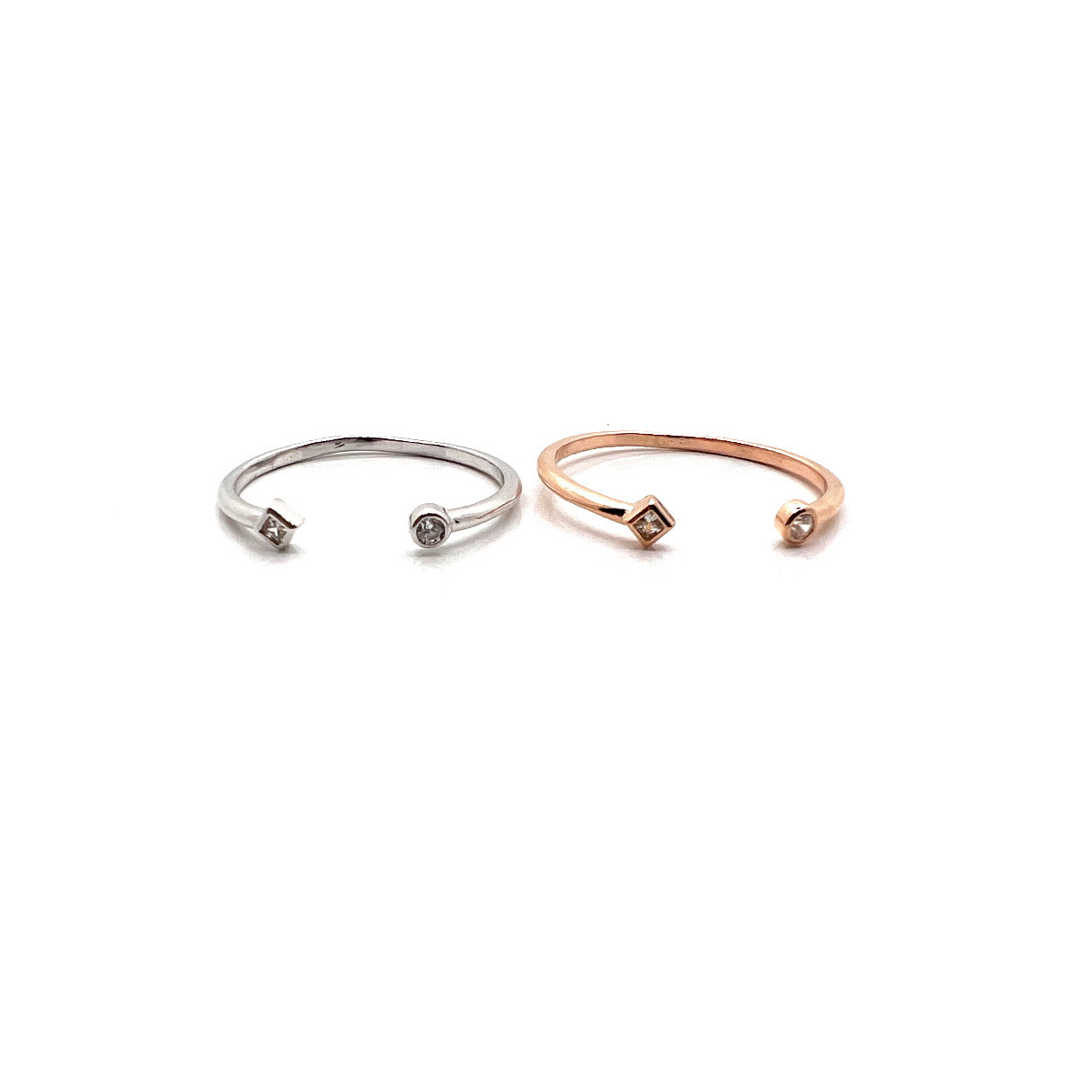ANILLO ABIERTO PLATA Y CIRCONITAS