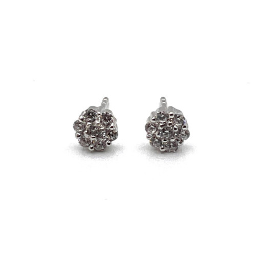 PENDIENTES ROSETON PLATA Y CIRCONITAS
