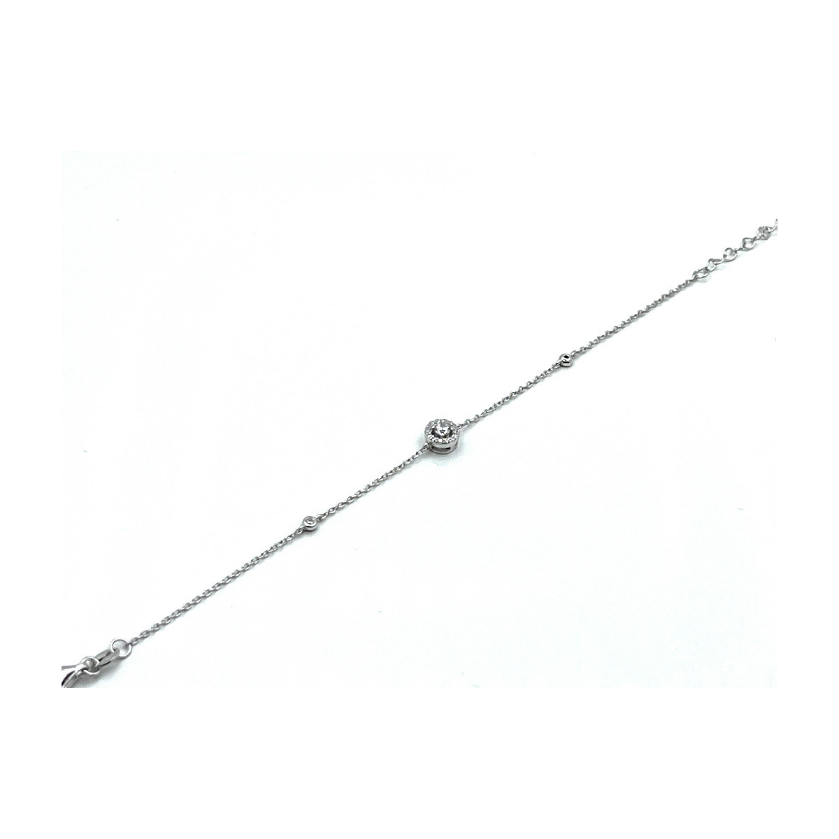 PULSERA ROSETON PLATA Y CIRCONITAS