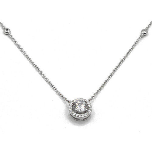 COLLAR PLATA ROSETON Y CIRCONITAS