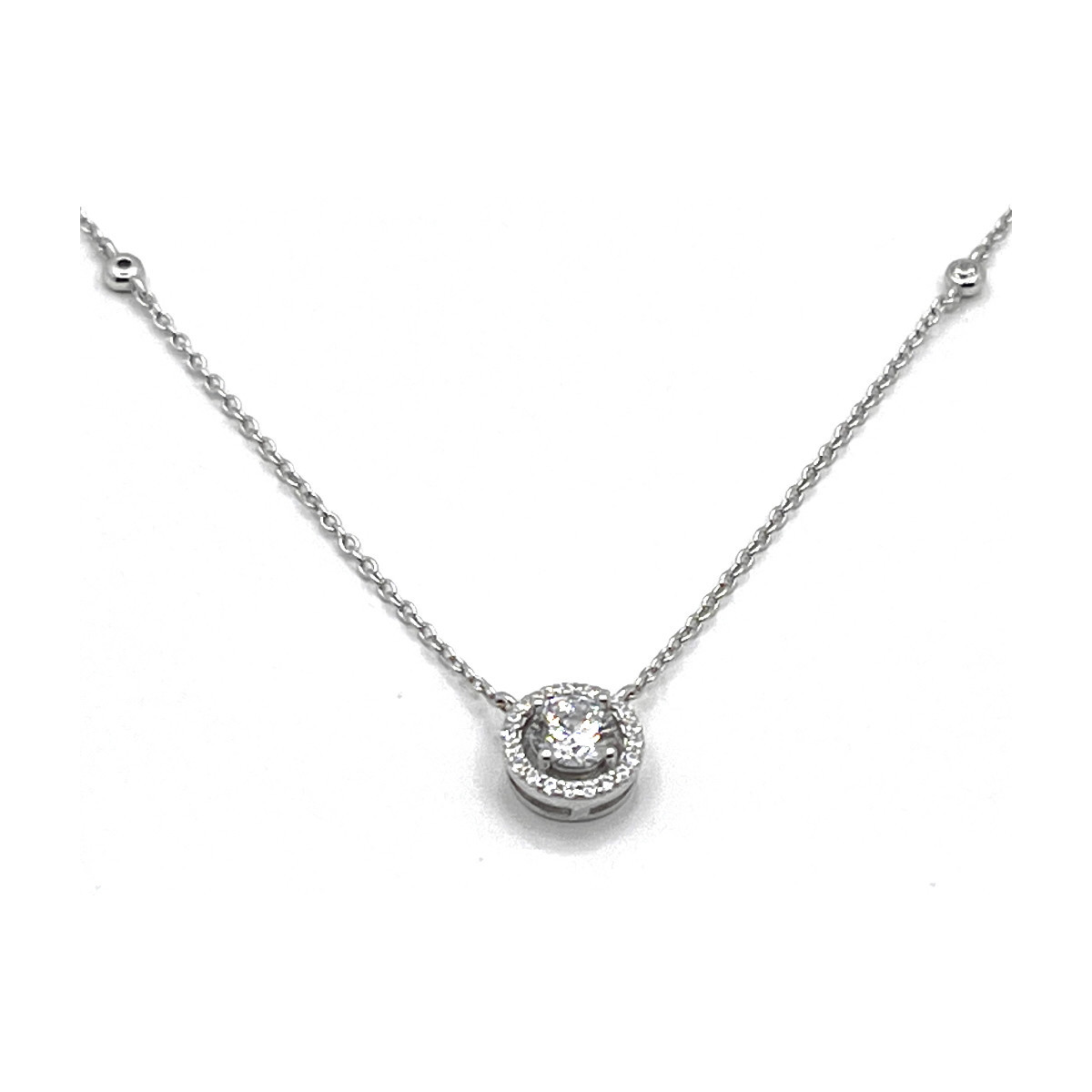 COLLAR PLATA ROSETON Y CIRCONITAS