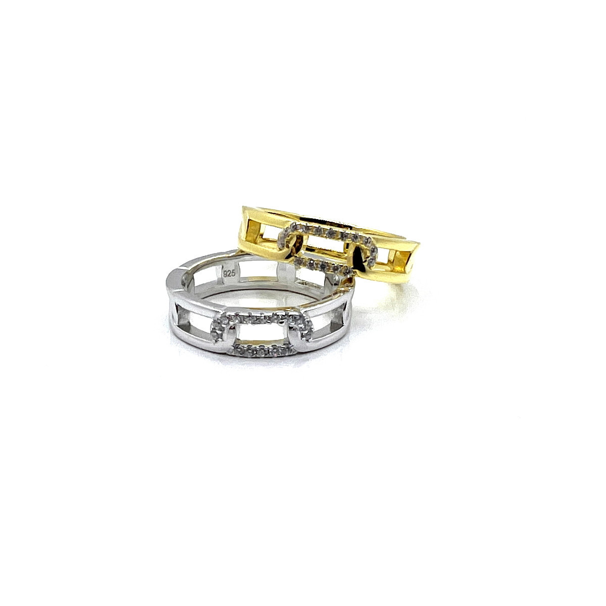 ANILLO ESLABONES PLATA Y CIRCONITAS
