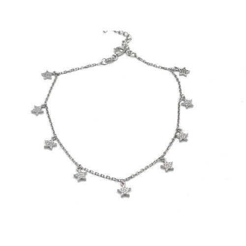 TOBILLERA ESTRELLAS PLATA Y CIRCONITAS