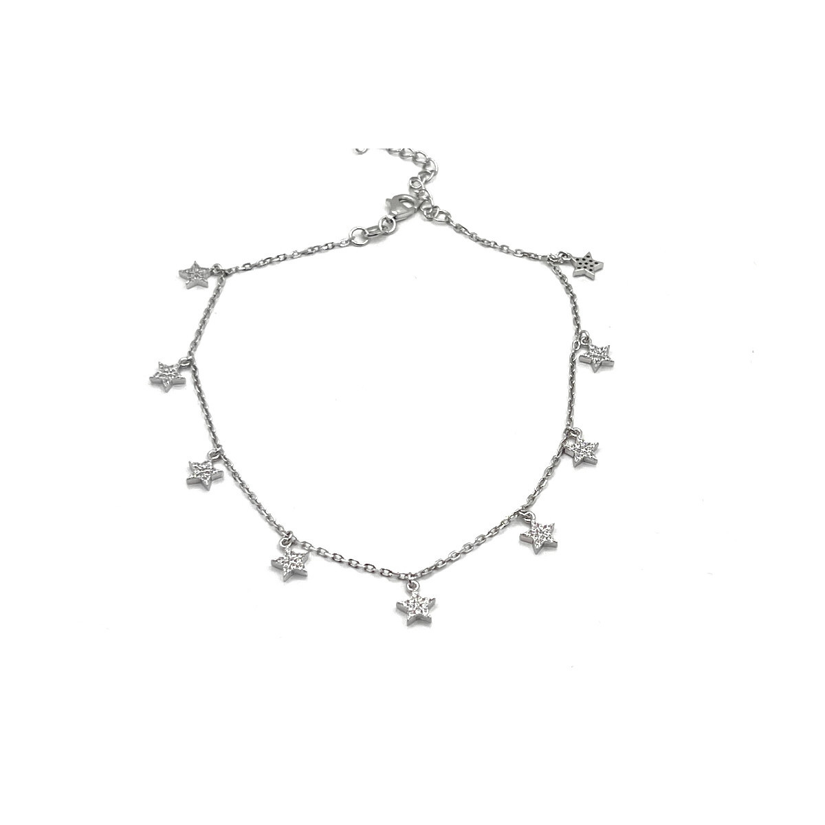 TOBILLERA ESTRELLAS PLATA Y CIRCONITAS