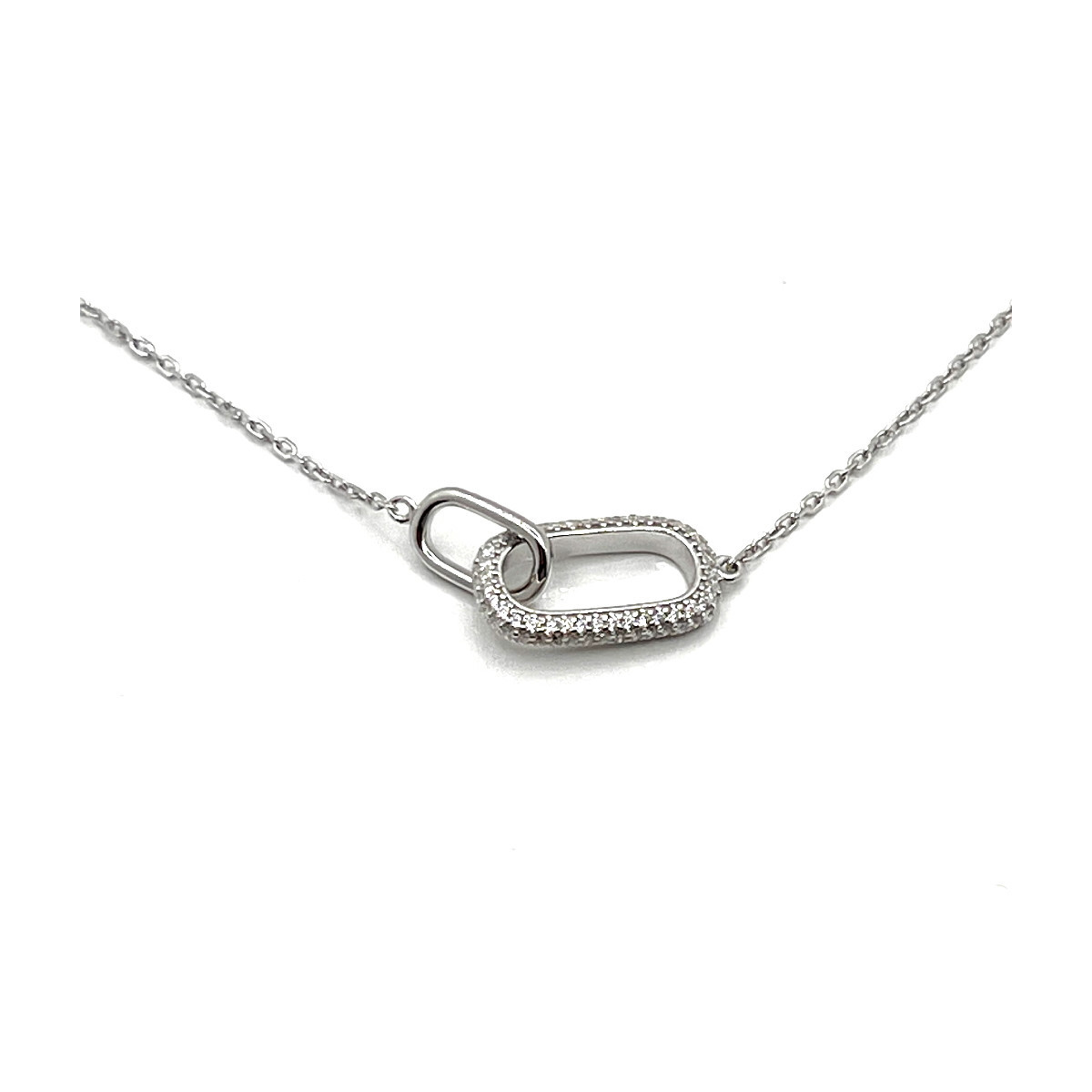 COLLAR ENTRELAZADO ESLABON PLATA Y CIRC