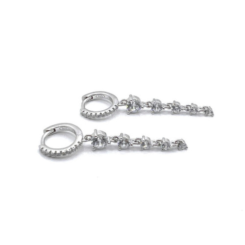 PENDIENTES LARGOS PLATA Y CIRCONITAS