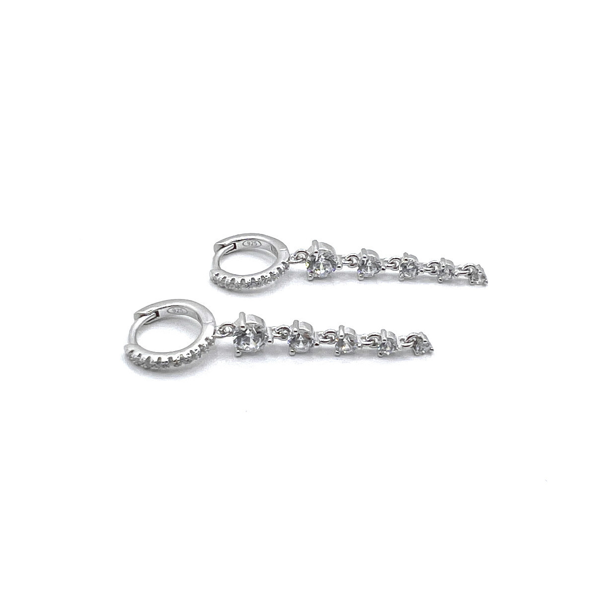 PENDIENTES LARGOS PLATA Y CIRCONITAS