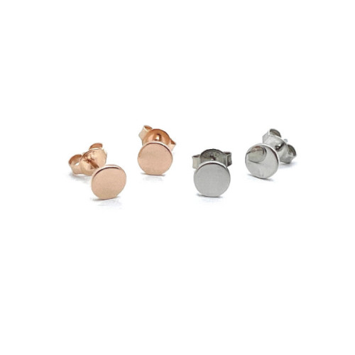 PENDIENTES PLANOS CIRCULOS PLATA