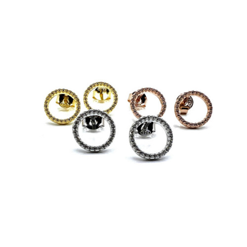 PENDIENTES CIRCULO PLATA Y CIRCONITAS