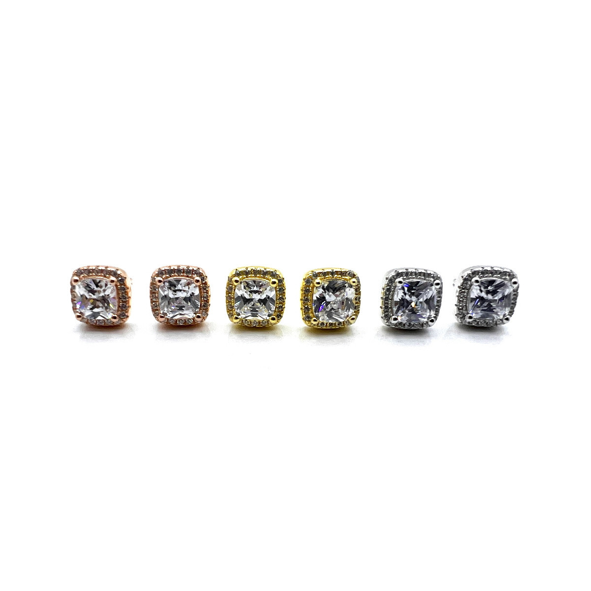 PENDIENTES CUADRADOS PLATA Y CIRCONITAS