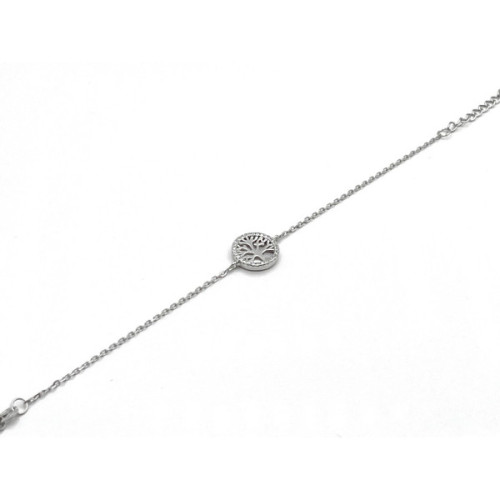 PULSERA ARBOL PLATA, NACAR Y CIRCONITAS