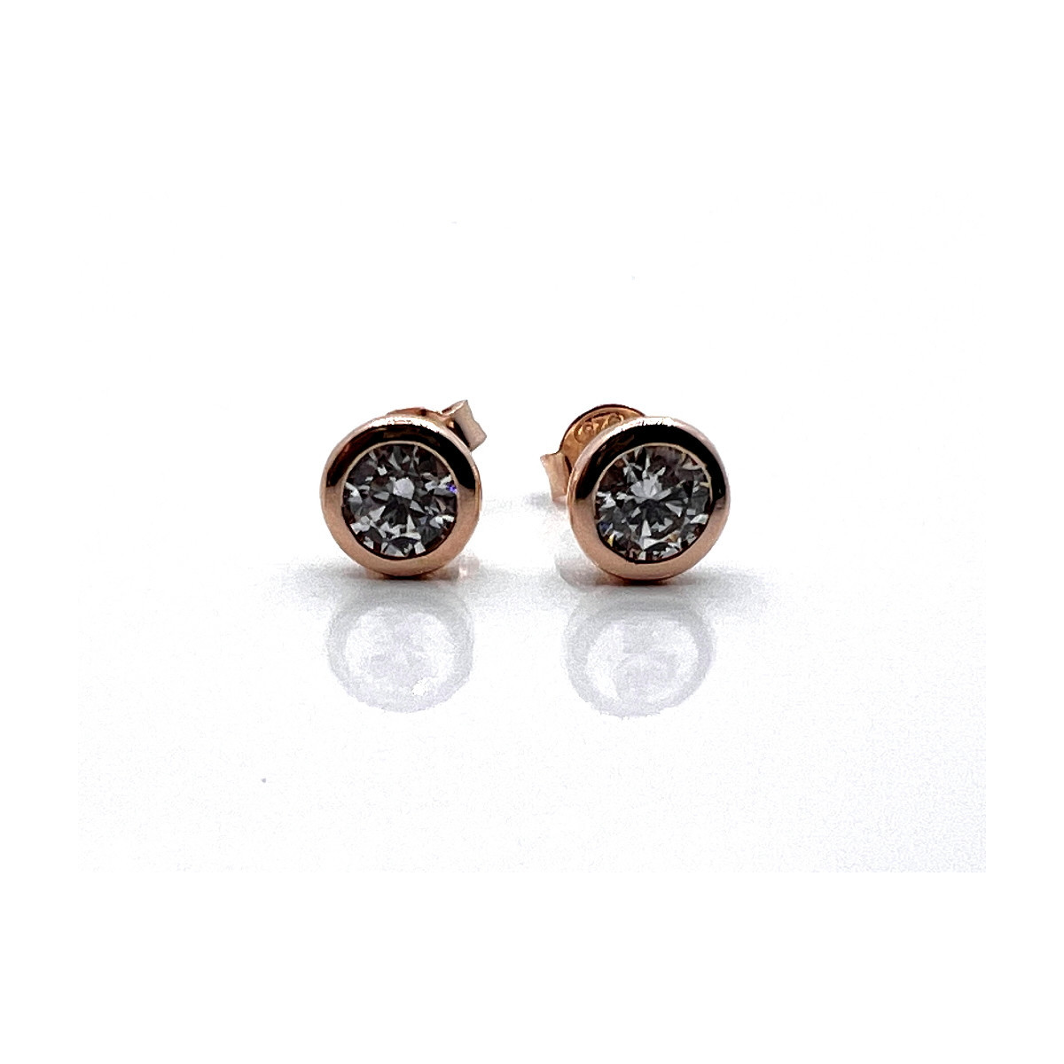 PENDIENTES CHATON PLATA O/ROSA Y CIRC