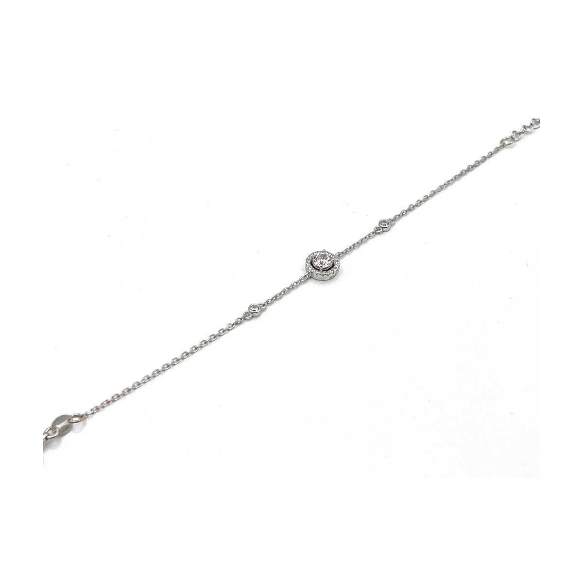 PULSERA ROSETON PLATA Y CIRCONITAS