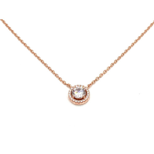 COLLAR ROSETON PLATA Y CIRCONITAS