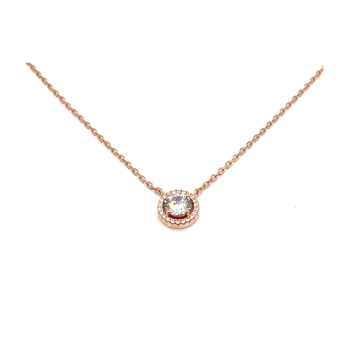 COLLAR ROSETON PLATA Y CIRCONITAS