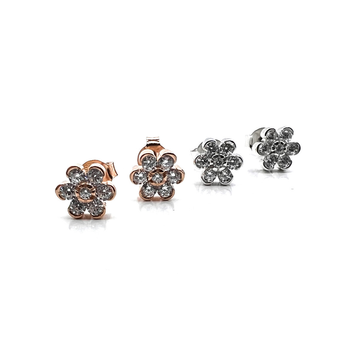 PENDIENTES FLOR PLATA Y CIRCONITAS
