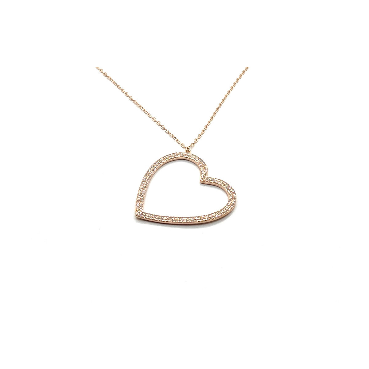 COLLAR CORAZON PLATA BAÑADA O/ROSA Y CIR