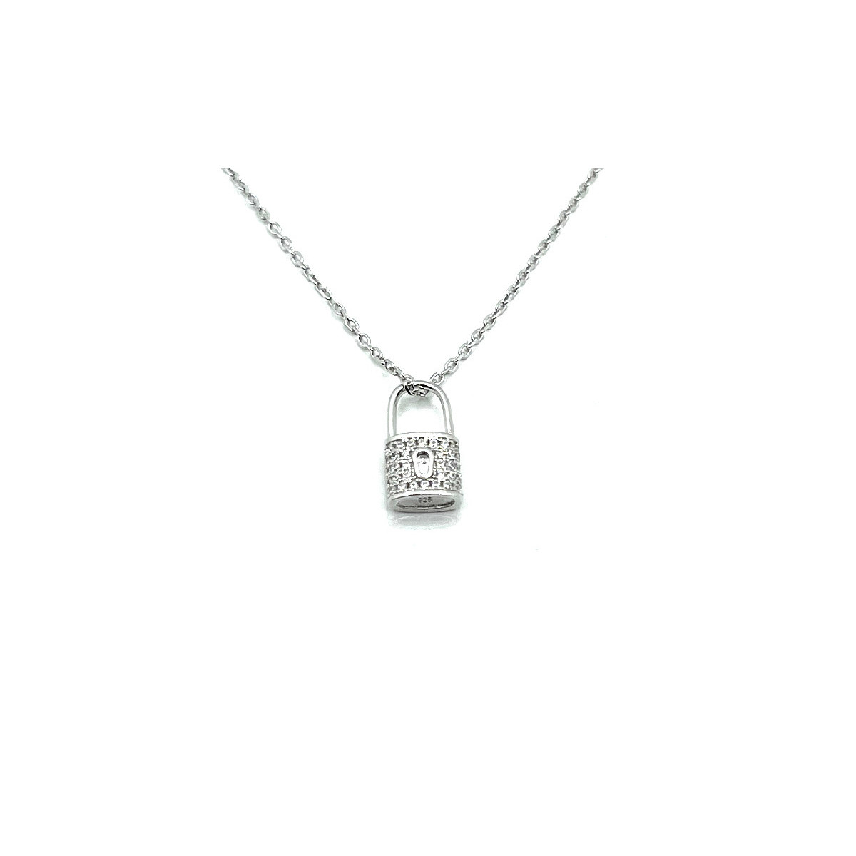 COLLAR CANDADO PLATA Y CIRCONITAS