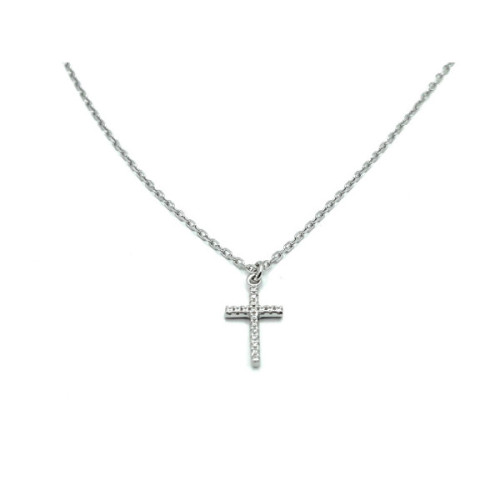 COLLAR CRUZ PLATA Y CIRCONITAS