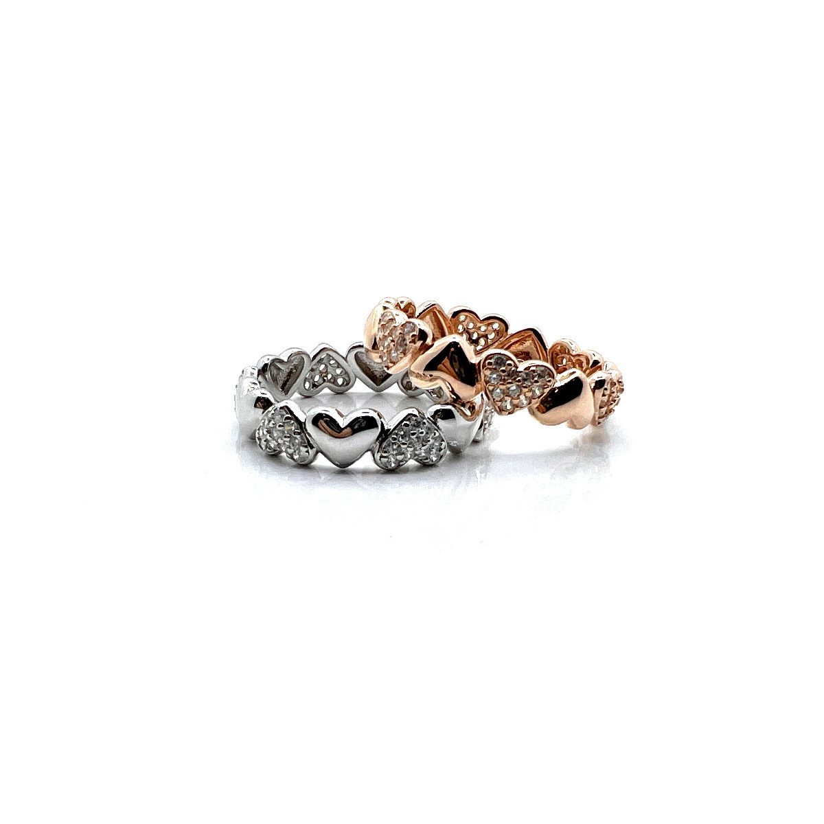 ANILLO CORAZONES PLATA Y CIRCONITAS