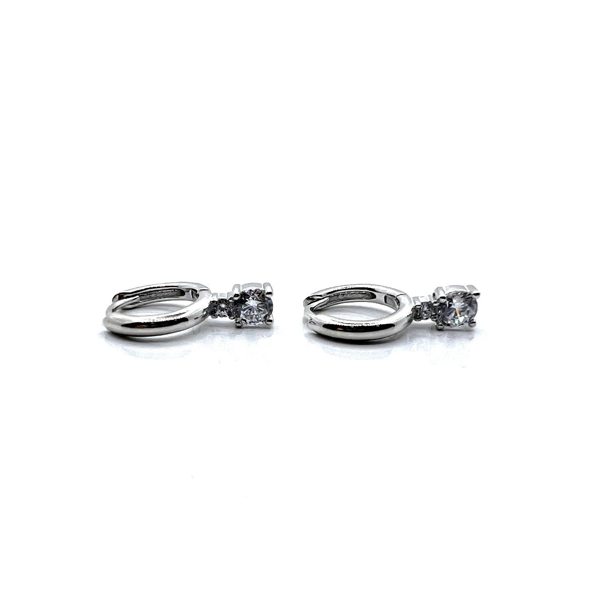 PENDIENTES PLATA ARO LISO Y CIRCONITAS